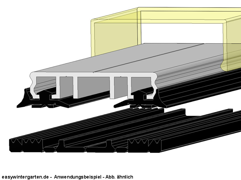Mittelprofile Komplettprofile Klemmprofile Alu mit Gummidichtung 60 mm